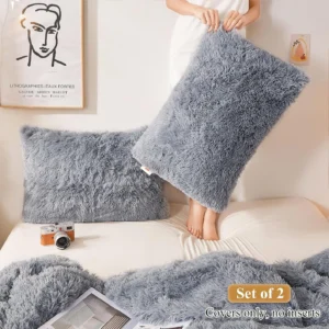 wondershala microfiber pillows cover (40 cm*55 cm, pack of 2, grey)